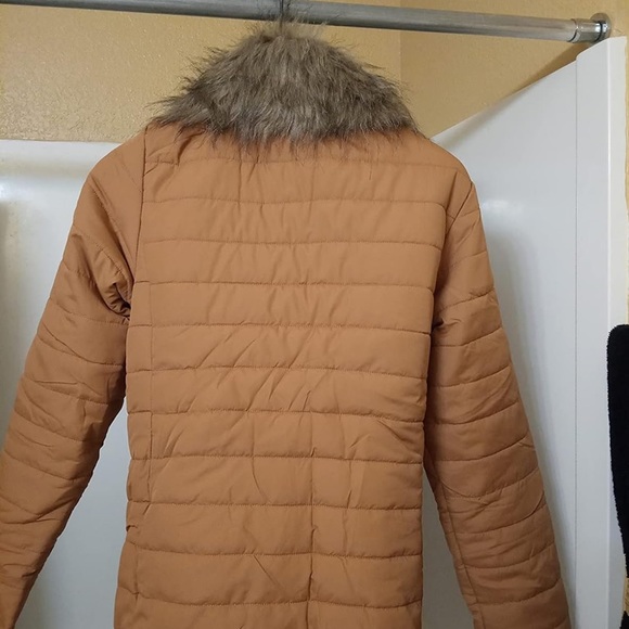 Winter Parka camel insulated faux fur hooded women jacket coat - Picture 7 of 8